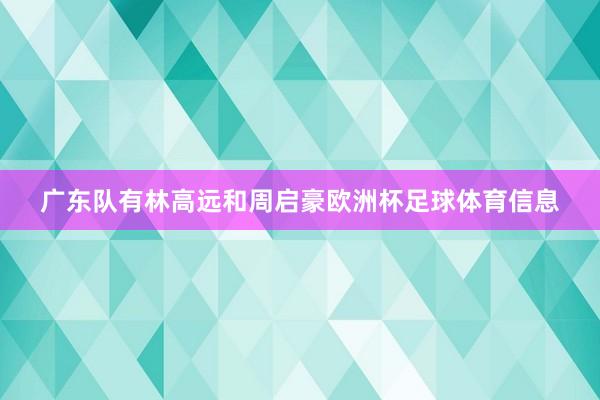 广东队有林高远和周启豪欧洲杯足球体育信息