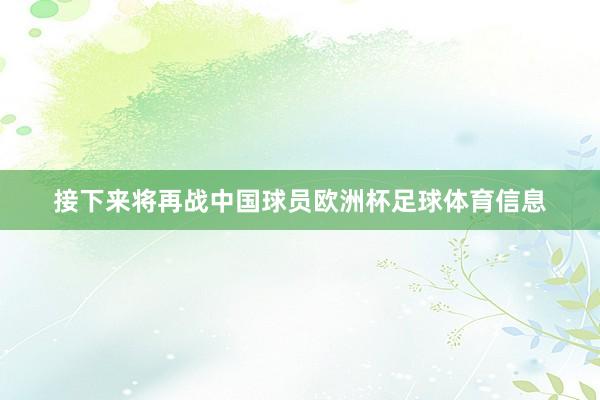 接下来将再战中国球员欧洲杯足球体育信息