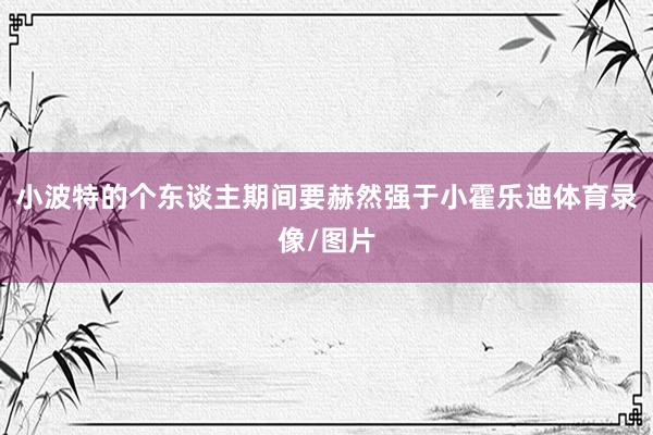 小波特的个东谈主期间要赫然强于小霍乐迪体育录像/图片