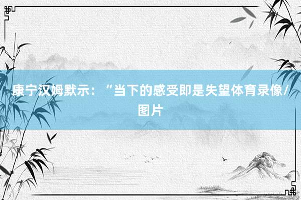 康宁汉姆默示：“当下的感受即是失望体育录像/图片