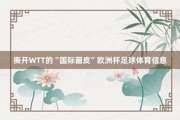 撕开WTT的“国际画皮”欧洲杯足球体育信息