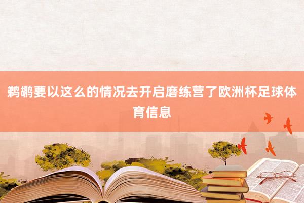鹈鹕要以这么的情况去开启磨练营了欧洲杯足球体育信息