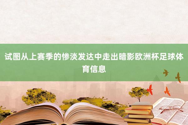 试图从上赛季的惨淡发达中走出暗影欧洲杯足球体育信息