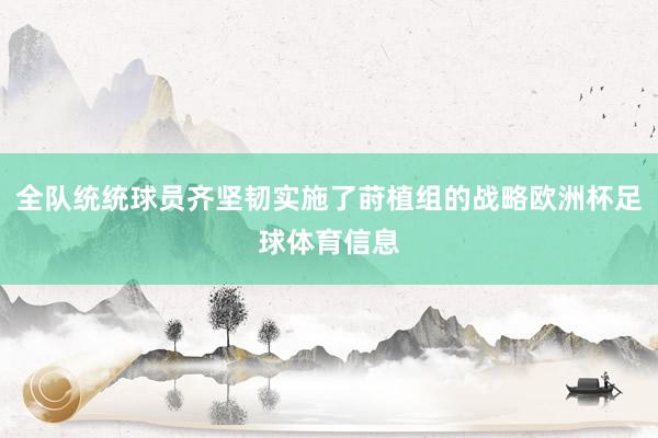 全队统统球员齐坚韧实施了莳植组的战略欧洲杯足球体育信息