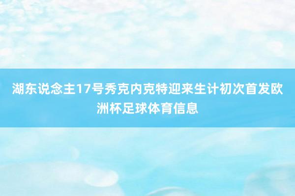 湖东说念主17号秀克内克特迎来生计初次首发欧洲杯足球体育信息