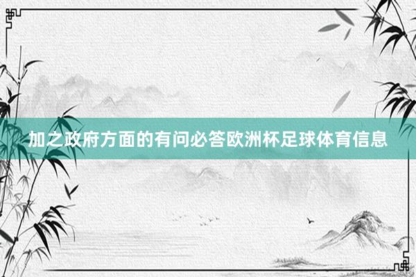 加之政府方面的有问必答欧洲杯足球体育信息