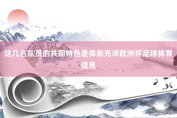 这几名队员的共同特色是体能充沛欧洲杯足球体育信息