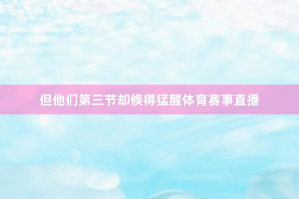 但他们第三节却倏得猛醒体育赛事直播