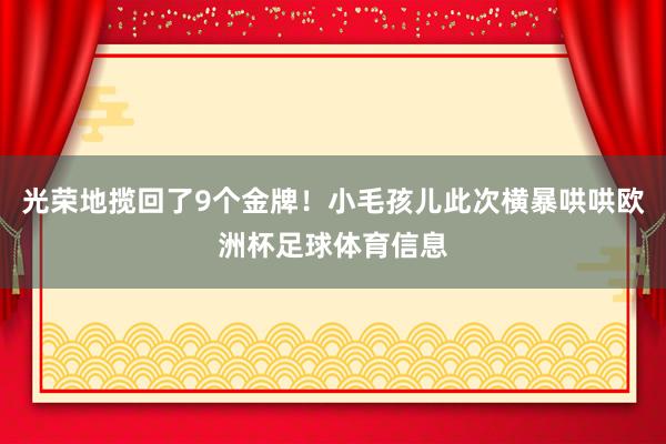 光荣地揽回了9个金牌！小毛孩儿此次横暴哄哄欧洲杯足球体育信息