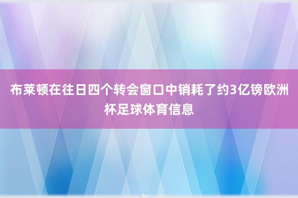布莱顿在往日四个转会窗口中销耗了约3亿镑欧洲杯足球体育信息