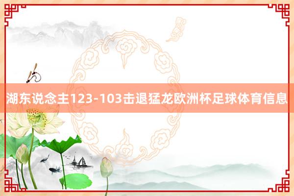 湖东说念主123-103击退猛龙欧洲杯足球体育信息